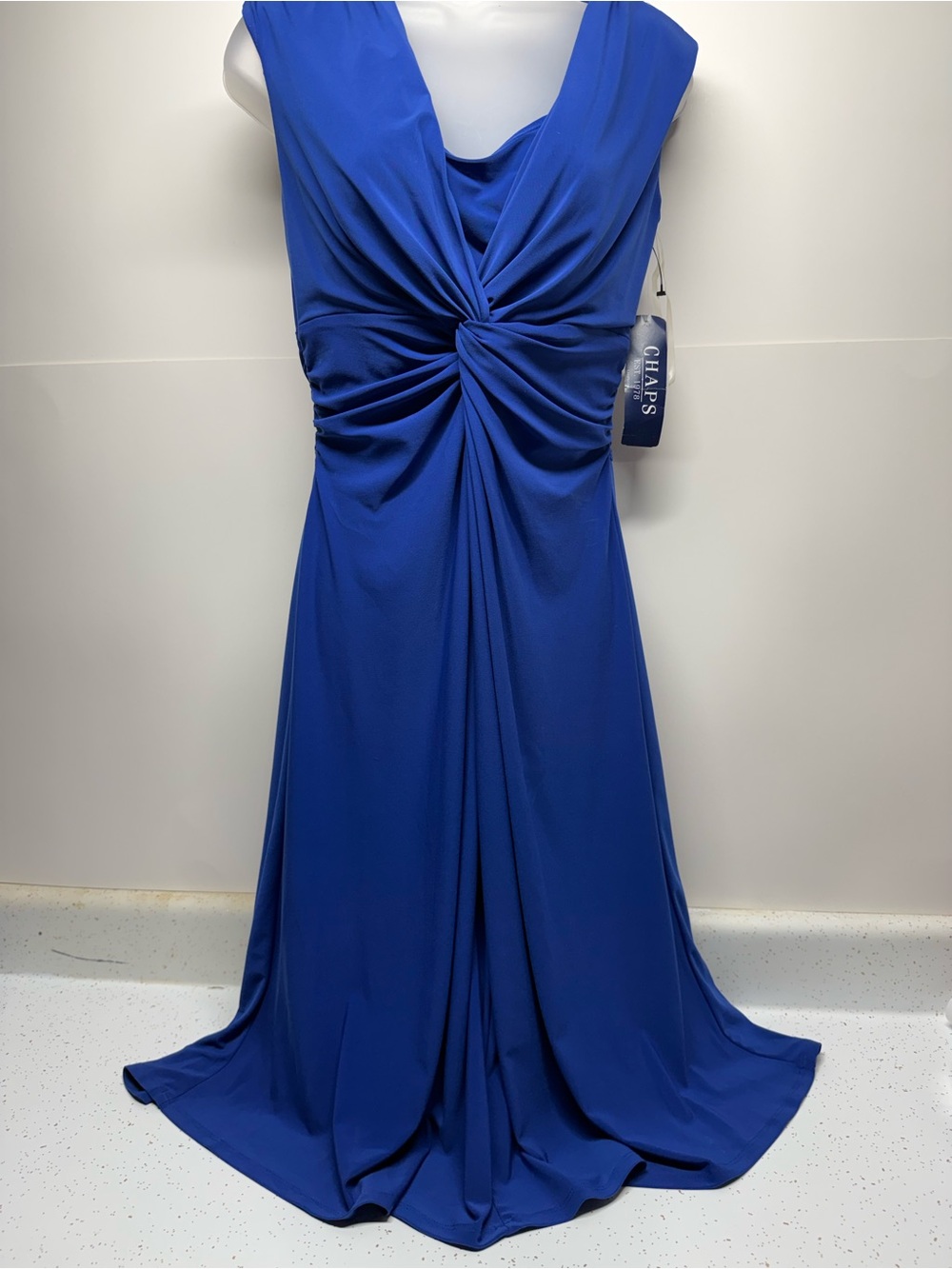 Chaps Cobalt Blue Twist-Front Maxi Dress